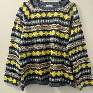 Style & Co. Blue and Yellow Knit Sweater